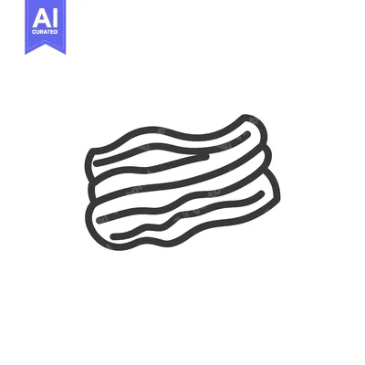 Aset desain premium: A simple line drawing of bacon slices