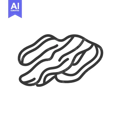 Premium design asset: Line art illustration of crispy bacon strips
