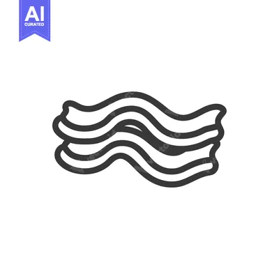 Aset premium populer: Simple Line Drawing of Three Wavy Bacon Strips