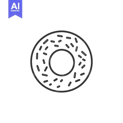 Aset desain premium: A Simple Line Drawing of a Sprinkled Donut
