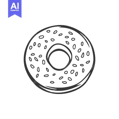 Aset premium populer: A Simple Line Drawing Of A Sprinkle Donut
