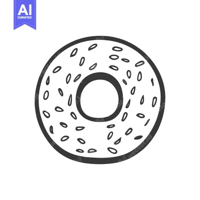 Premium design asset: A simple line drawing of a bagel with seeds