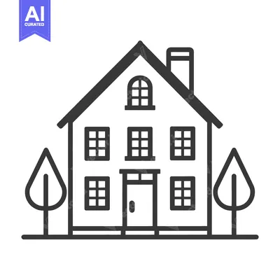 Popular premium asset: A simple line drawing depicts a house with trees