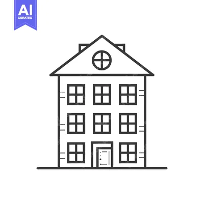 Aset desain premium: Simple Line Drawing Of A Three Story House