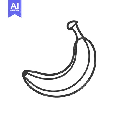 Aset desain premium: Single Banana Line Drawing Simple Illustration