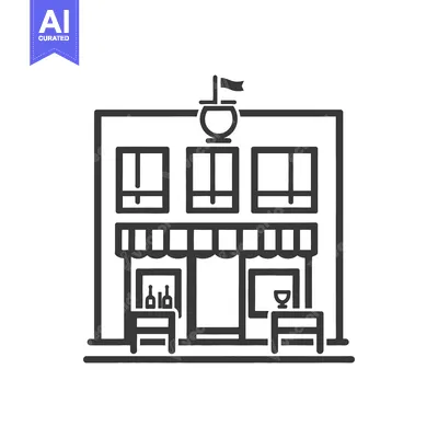 Aset desain premium: A simple line drawing of a nautical themed pub