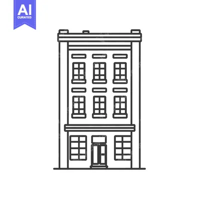 Aset desain premium: Simple Line Drawing Of A Multi Story Building
