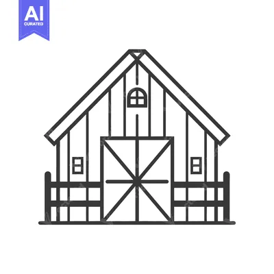 Aset premium populer: Classic Barn Building Farm Structure Icon Design