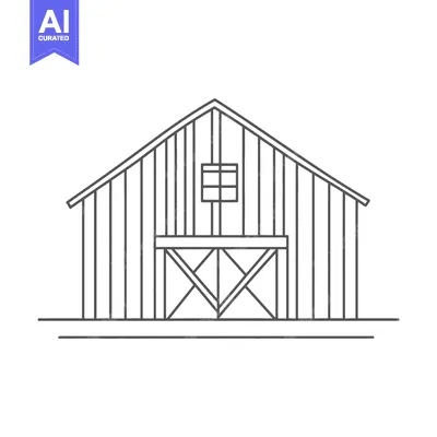 Aset desain premium: Simple Line Drawing Of A Classic Barn Structure