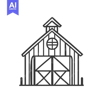 Aset premium populer: Simple Line Drawing Of A Classic Barn Building
