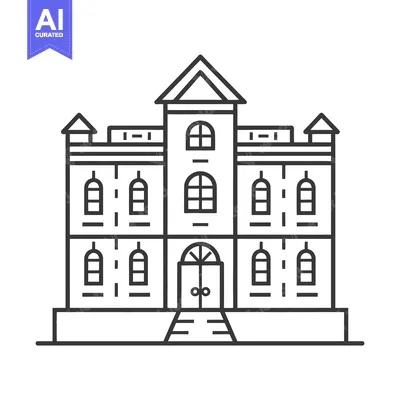 Aset desain premium: A Line Drawing Depicts A Large Multi Story Building