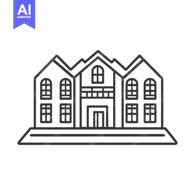 Aset premium populer: Line Drawing of a Large Suburban House