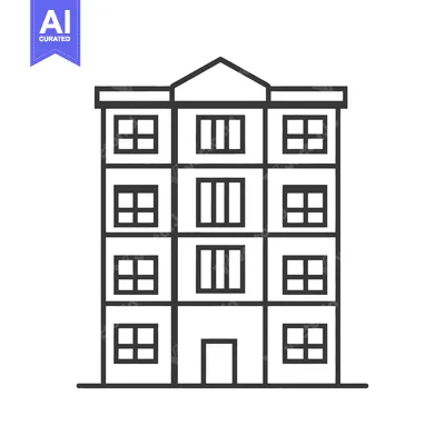 Aset desain premium: Simple Line Drawing Of A Multi Story Building