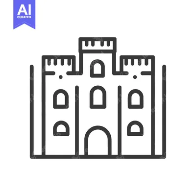 Aset premium populer: A Simple Line Drawing Of A Fortified Castle