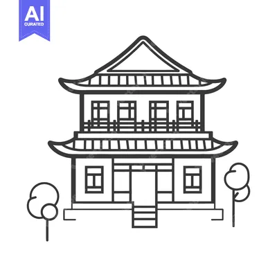 Aset premium populer: A Two Story Asian Style House with Trees
