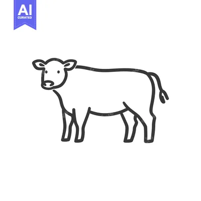 Aset desain premium: Simple Line Drawing Of A Cow Standing