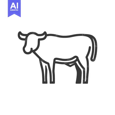 Aset premium populer: Line art illustration of a standing cow