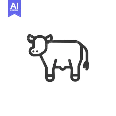 Aset desain premium: Simple Line Drawing Of A Domestic Cow