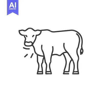 Premium design asset: Line drawing of a cow coughing or sneezing