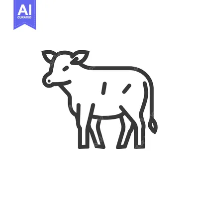 Aset desain premium: Line art illustration of a young cow