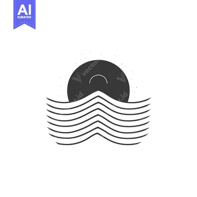 Aset premium populer: Abstract Sun Setting Over Wavy Lines Design