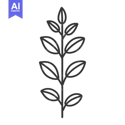 Popular premium asset: Simple Line Drawing of a Plant with Leaves