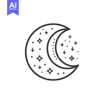 Premium design asset: Crescent Moon and Stars Night Sky Design