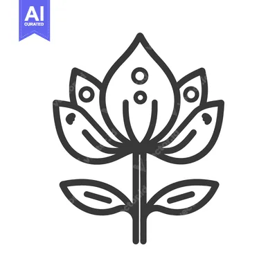 Aset desain premium: Stylized Flower Line Art Design Illustration