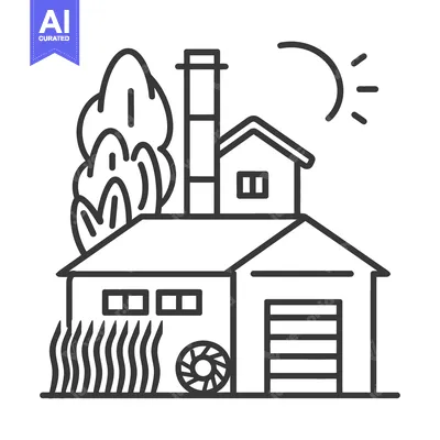Aset premium populer: Suburban House with Attached Garage and Tree