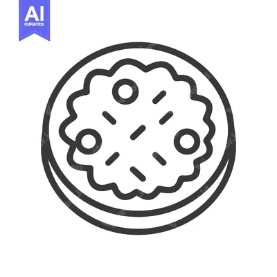 Popular premium asset: Line art drawing of a round cookie with sprinkles