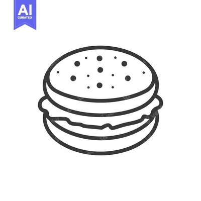 Simple Line Drawing Of A Delicious Hamburger