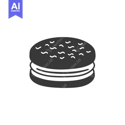 Aset desain premium: A simple graphic of a delicious sandwich cookie