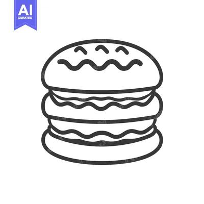 Aset premium populer: A Simple Line Drawing Of A Delicious Double Cheeseburger