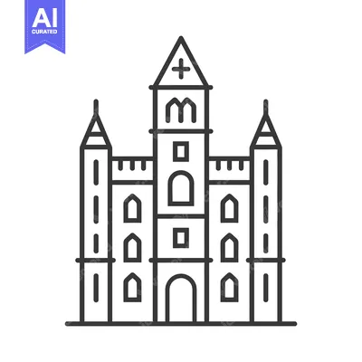 Aset premium populer: Line art drawing of a tall church building