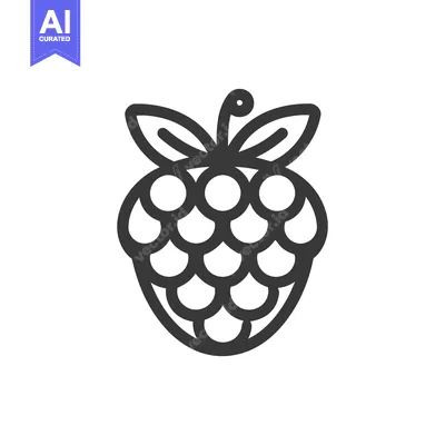 Aset desain premium: A simple line drawing of a raspberry fruit