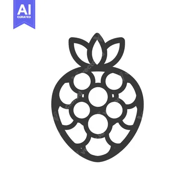 Aset premium populer: A stylized line drawing of a raspberry fruit