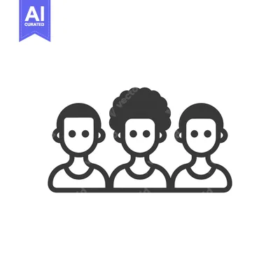 Premium design asset: Three Simple Line Drawings of People Side by Side