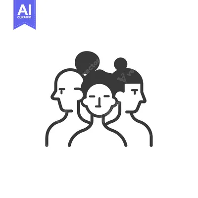 Aset premium populer: Three Diverse People Side-by-Side in Line Art