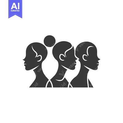 Popular premium asset: Three Female Silhouettes in Profile, One With a Bun