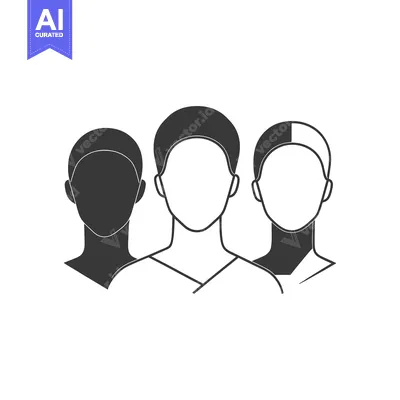 Aset premium populer: Three faceless head silhouettes in a row