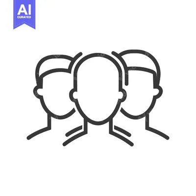 Aset desain premium: Line drawing of three faceless people standing together