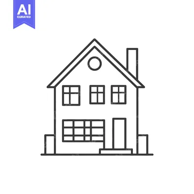 Aset premium populer: Simple Line Drawing Of A Two Story House
