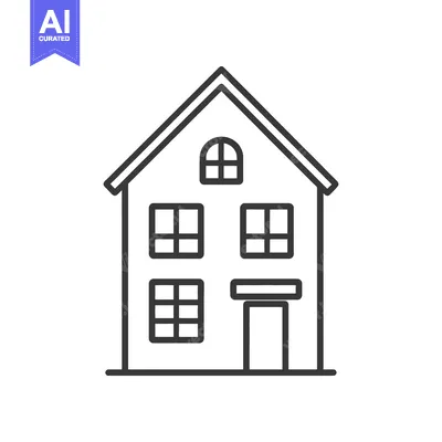 Aset premium populer: Line art drawing of a simple two story house