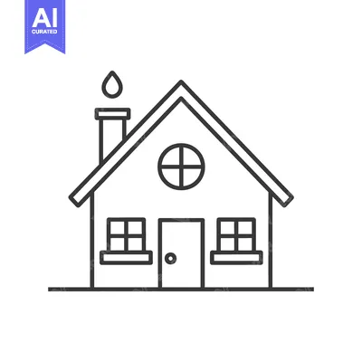 Popular premium asset: Simple Line Drawing Of A Cozy Little House