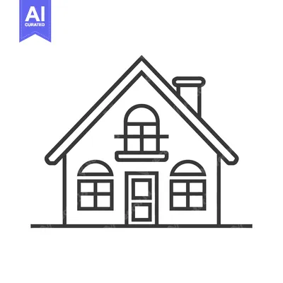 Aset desain premium: Simple Line Drawing Of A Cozy Suburban House