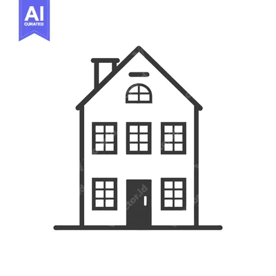 Premium design asset: Simple Line Drawing Of A Two Story House