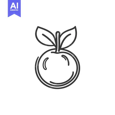 Aset premium populer: Line Drawing of a Simple Orange with Leaves