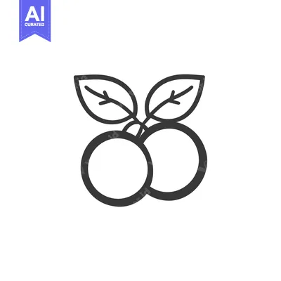 Popular premium asset: Line art drawing of two cherries with leaves