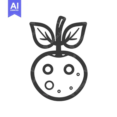 Premium design asset: Stylized Line Drawing of a Fruit with Leaves
