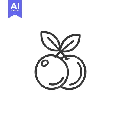 Aset desain premium: Line art drawing of two blueberries with leaves